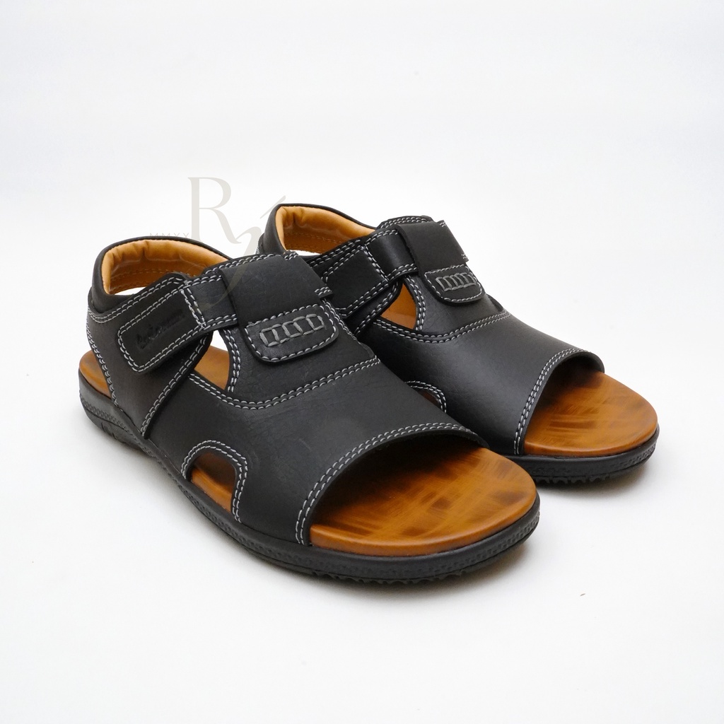 CAPHARNAUM [OSL 502] Sandal Selop Kulit Sepatu Sandal Let Belakang Pria Sendal Kasual Velcro