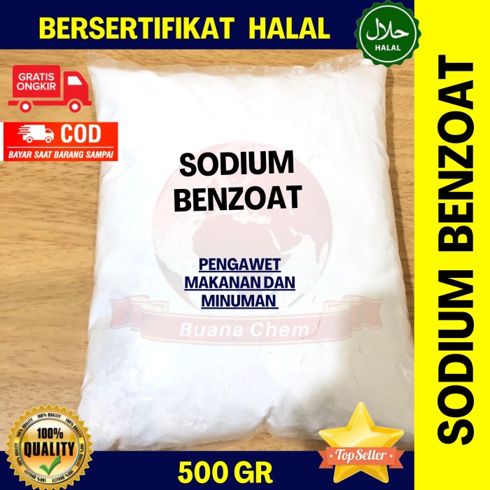 

TERBARU Sodium Benzoate Food Grade 500gr/ Natrium Benzoat / Pengawet Makanan M