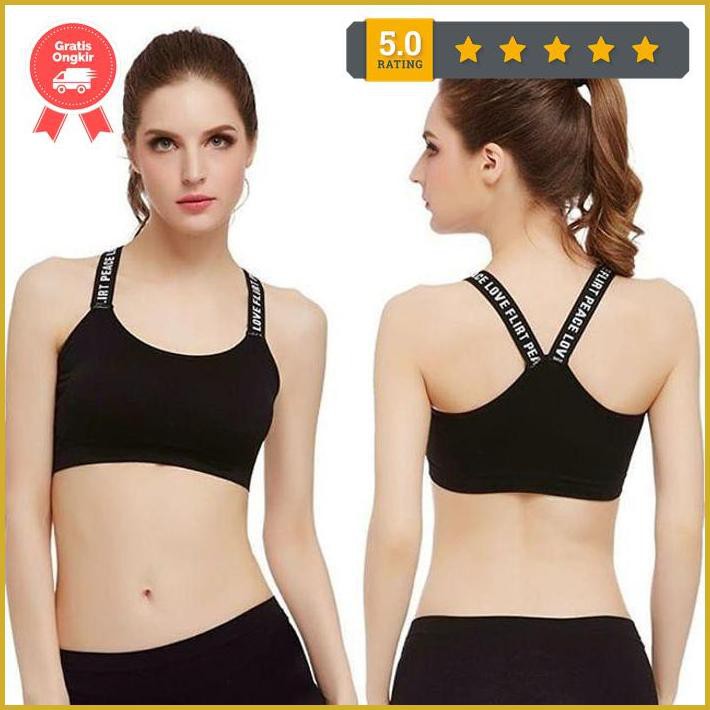 Sport Bra Senam Gym Fitness Yoga Love Flirt Promo