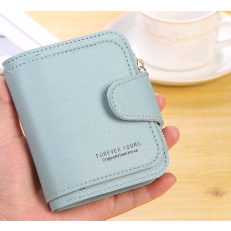 (IMPOR) DOMPET WANITA, DOMPET FOREVER YOUNG - dompet lipat mini wanita-dompet polos - Kode D09-Soft blue
