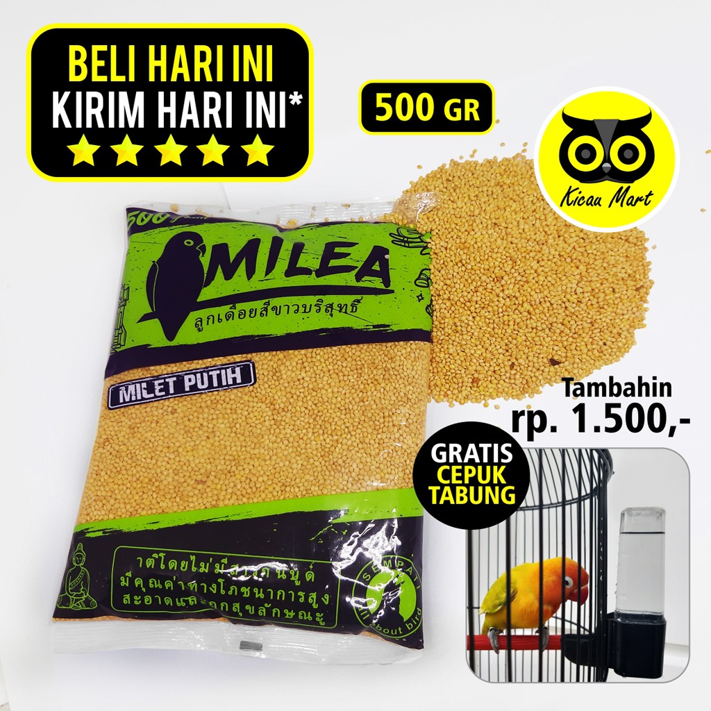 MILEA MILLET FREE CEPUK TABUNG WADAH PAKAN MINUM BURUNG SEMPATI MILET PUTIH  LOVEBIRD MLEAS.CPKSM