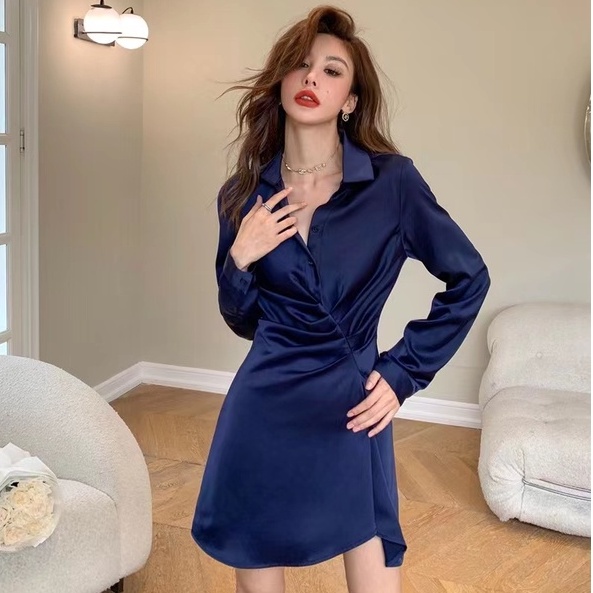 【Moon Blush】Summer Casual  Long Sleeve Shirt Dress  7099