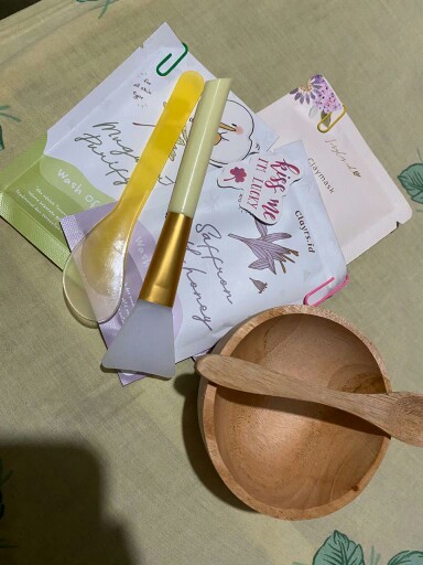 Set Mangkuk Masker Kayu Aesthetic (wooden Bowl Mask Set)