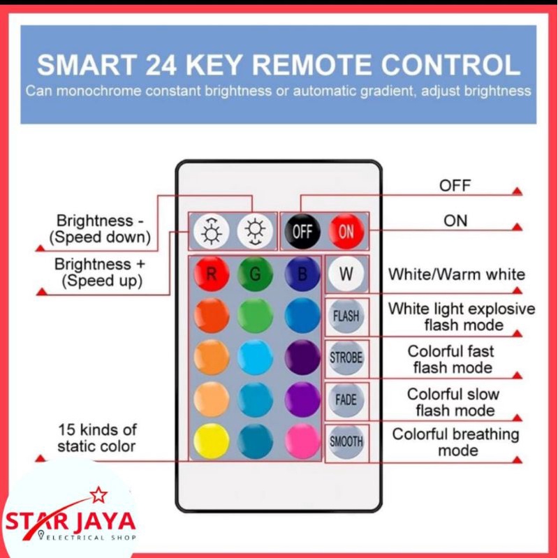 LAMPU BOHLAM 7W LED RGB BERUBAH WARNA REMOTE CONTROL ORIGINAL LAMPU