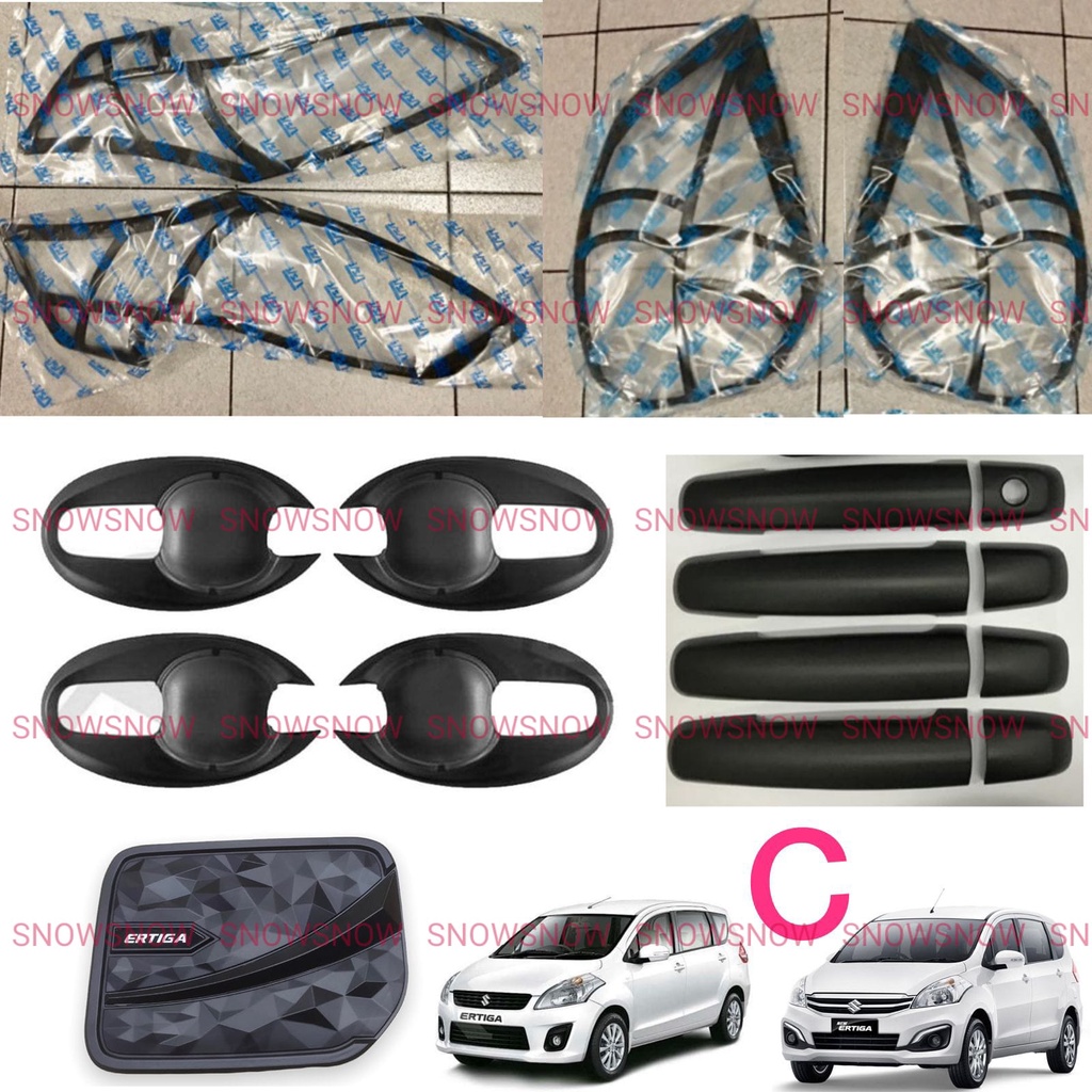 Paket Garnish Lampu Depan Belakang Outer Handle Tank Cover Ertiga 2012 2017 Hitam