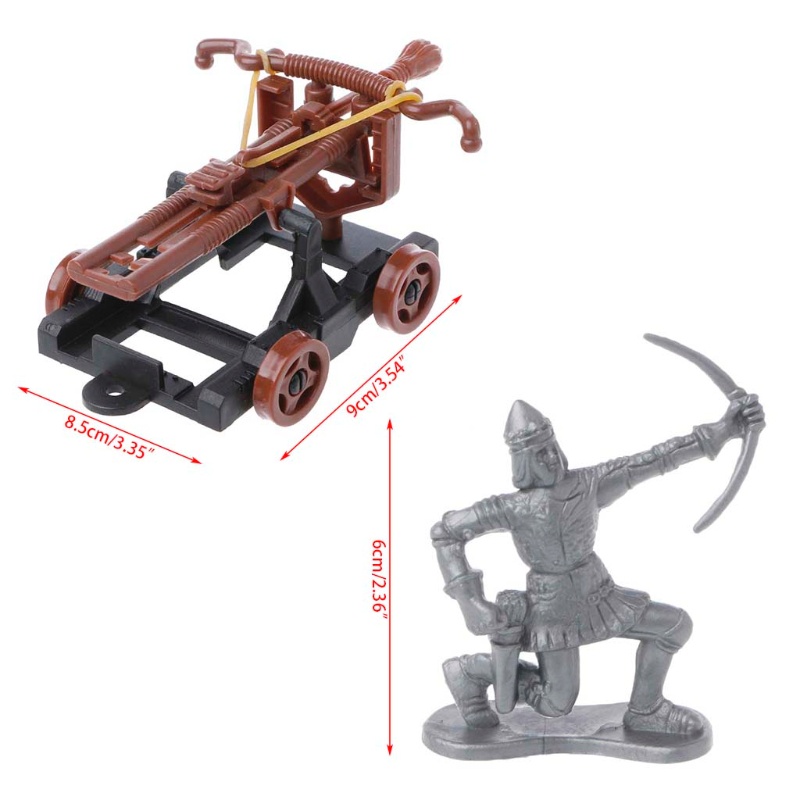 Mary 14Pcs/set Medieval Knights Mainan Ketapel Crossbow Soldier Angka Playset Kereta