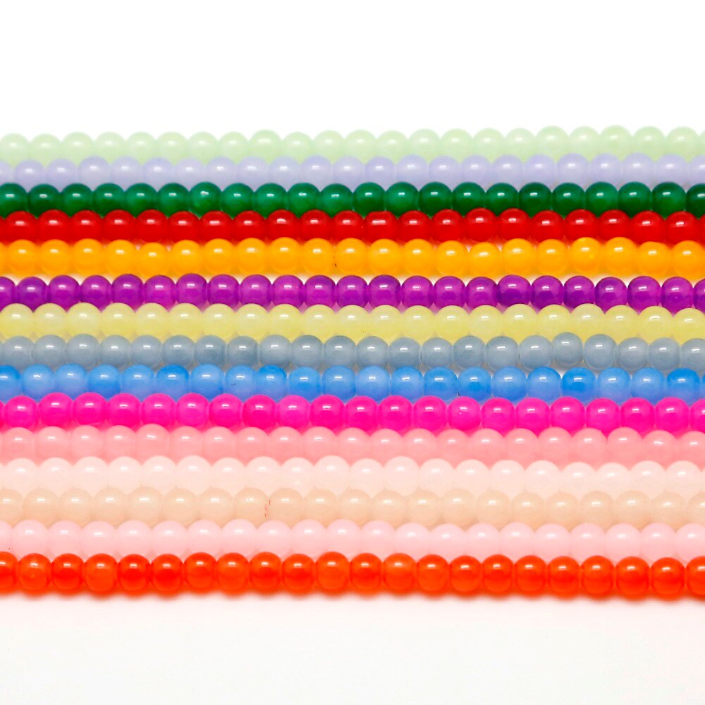 4/6 /8mm Manik-Manik Kaca Pernis Aneka Warna Bulat Longgar Bake Beads Untuk DIY Fancy Membuat Perhiasan Aksesoris