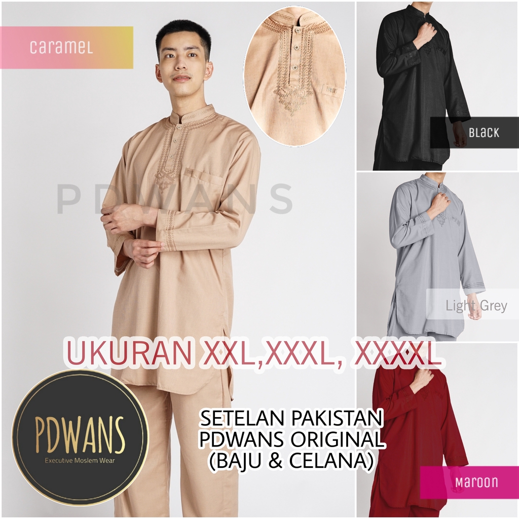 SETELAN PAKISTAN JUMBO DEWASA Baju Koko Bordir Muslim Pria BAJU UMROH