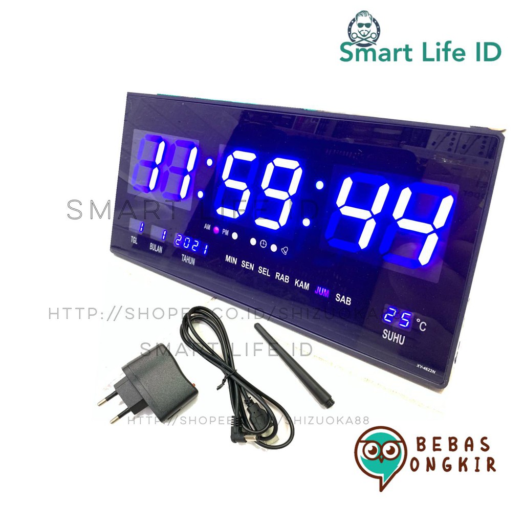 Jam Dinding LED Digital Clock Jam Meja Dekorasi Hiasan Dinding Rumah XY 4622 Biru