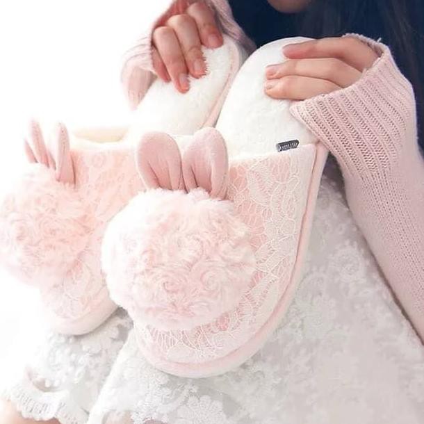 SANDAL BULU BULU - Pink Lace