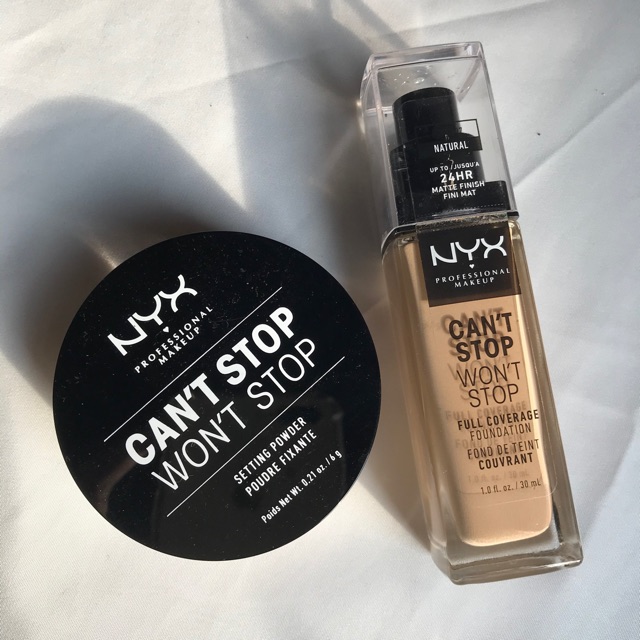 Preloved Nyx Cant Stop Wont Stop Foundation Shade Neutral & Nyx Setting Powder Shade Light Medium