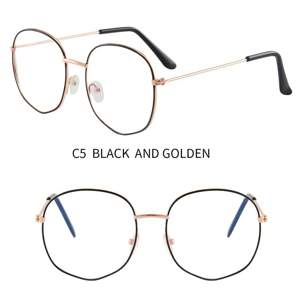 Kacamata Fashion Unisex Style Korea EG23 Kacamata Baca Frame Anti Radiasi Metal Gaya Retro