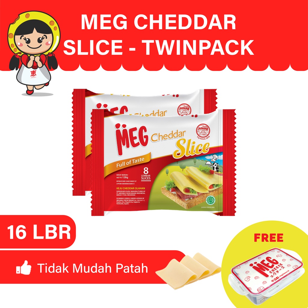 

MEG Cheddar Slice 2 x 8 Lembar + Free Lunch Box