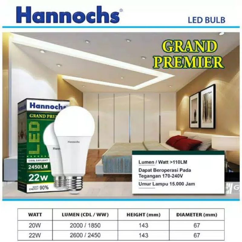 Lampu LED / Bohlam LED Hannochs GRAND PREMIER 20 Watt / 20 w