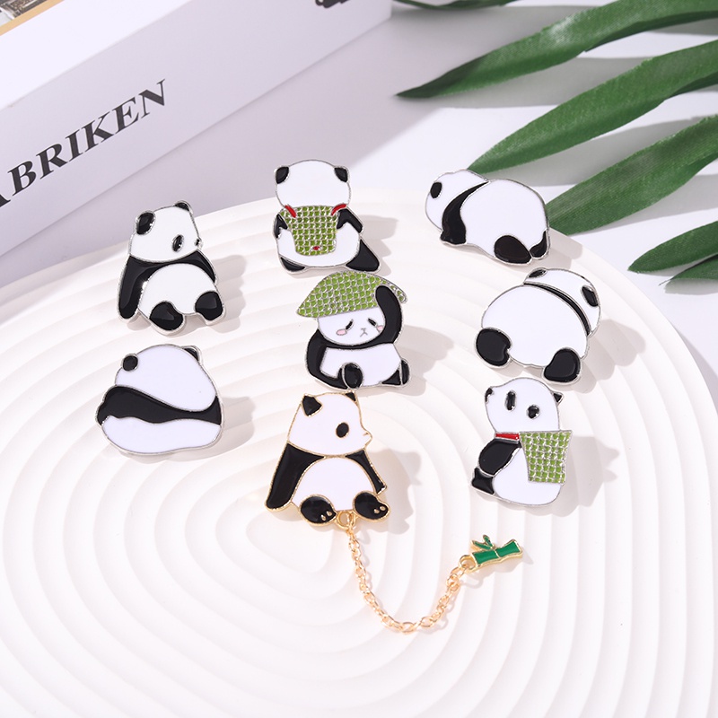 Pin Bros Lencana Enamel Bentuk Kartun Hewan Panda Untuk Hadiah Teman