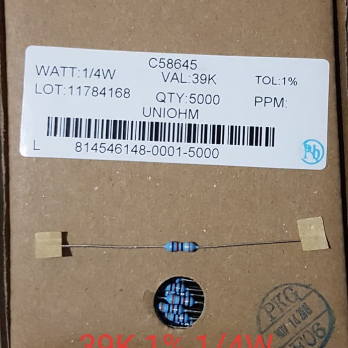 Resistor 39K 1% 1/4W MF Taiwan