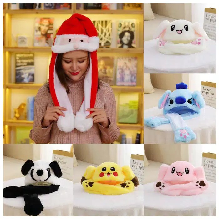 MJS 030 - BUNNY HAT DANCING TOPI CUTE IMPORT KARAKTER DENGAN KUPING GERAK RABBIT EAR CAP IMPORT