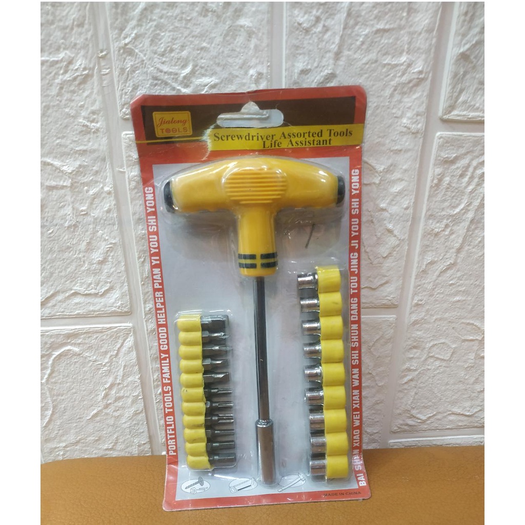 (fashionstar9) Obeng Kunci T Palu Alat Sok Shock Sock Socket Multifungsi Set 24 In 1 Lengkap Alat Kunci T Obeng Palu Sok Shock Sock Socket Multifungsi Sepeda Motor Mobil Lengkap Obeng Set MUltifungsi-2