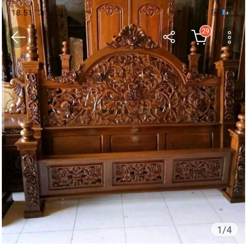 DINARA - Dipan Kayu Jati Ukiran Jepara - Ranjang Kayu Jati Ukiran Jepara - INDOJAVAMEUBLE