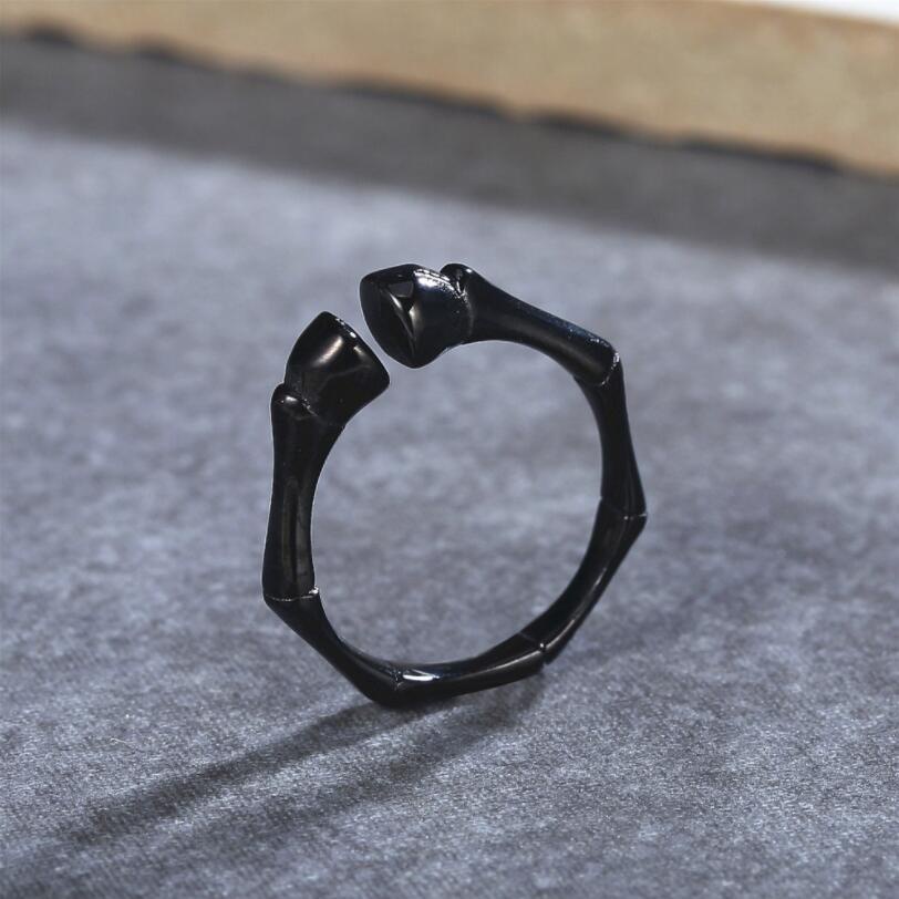 Cincin Desain Bambu Bahan Baja Titanium Perak Emas Hitam Gaya Vintage Untuk Pria Dan Wanita