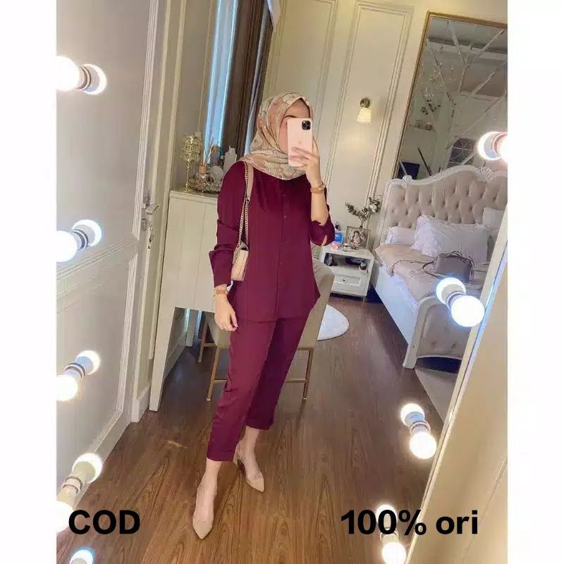 FASHION VIRAL WANITA MUSLIM REFINA BASIC ONESET SALSABILA SIZE M L XL BAJU SETELAN FORMAL WANITA