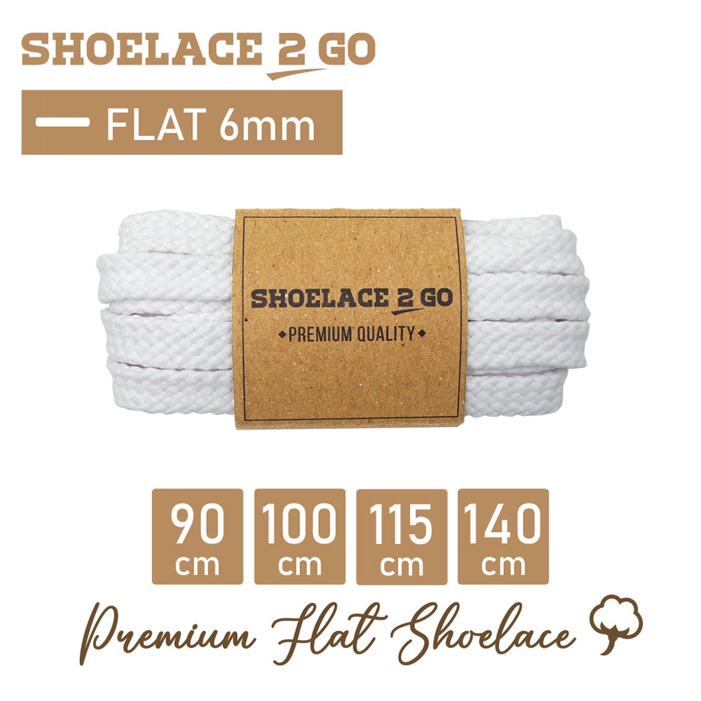 SHOELACE 2 GO - TALI SEPATU PREMIUM FLAT WHITE - PUTIH 10