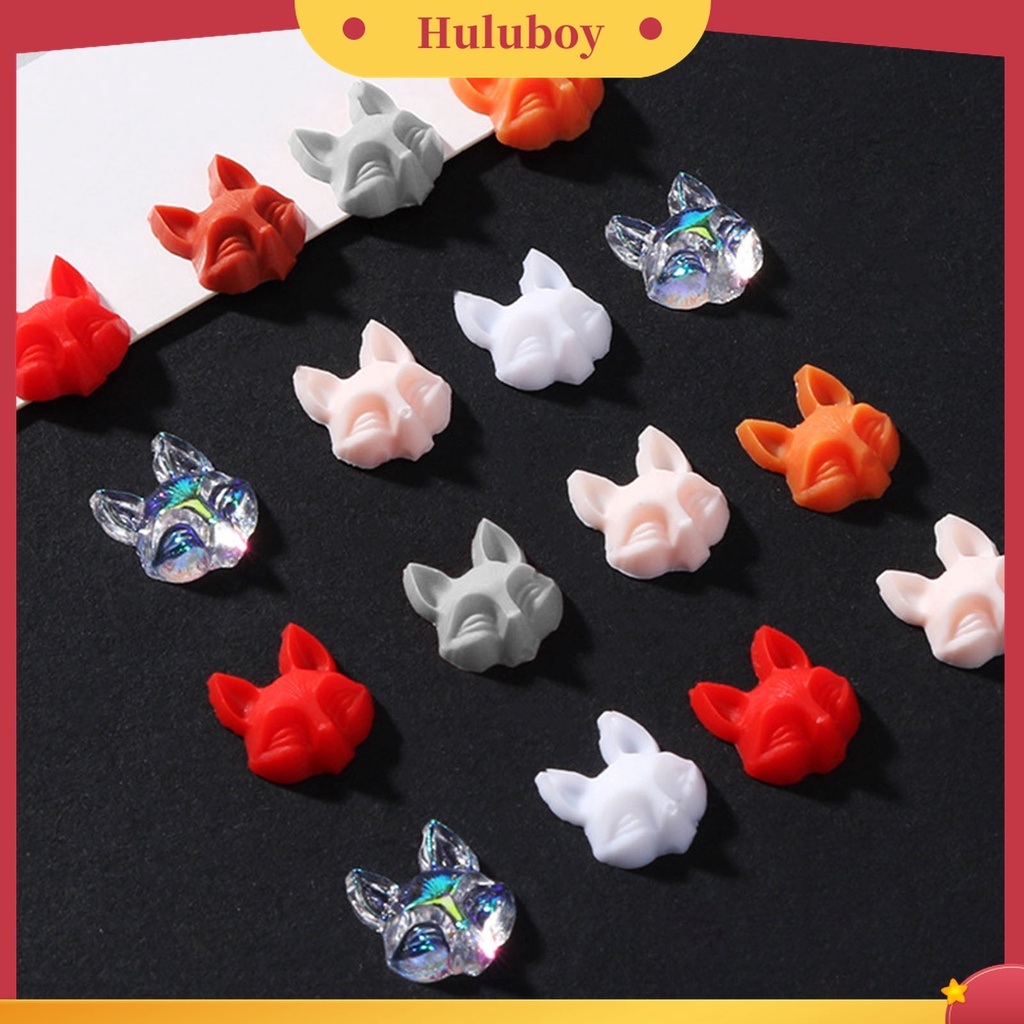 Huluboy Huluboy♡ 30pcs / Set Ornamen Kuku Bentuk Kepala Rubah 3D Efek Vivid Untuk Dekorasi Wanita