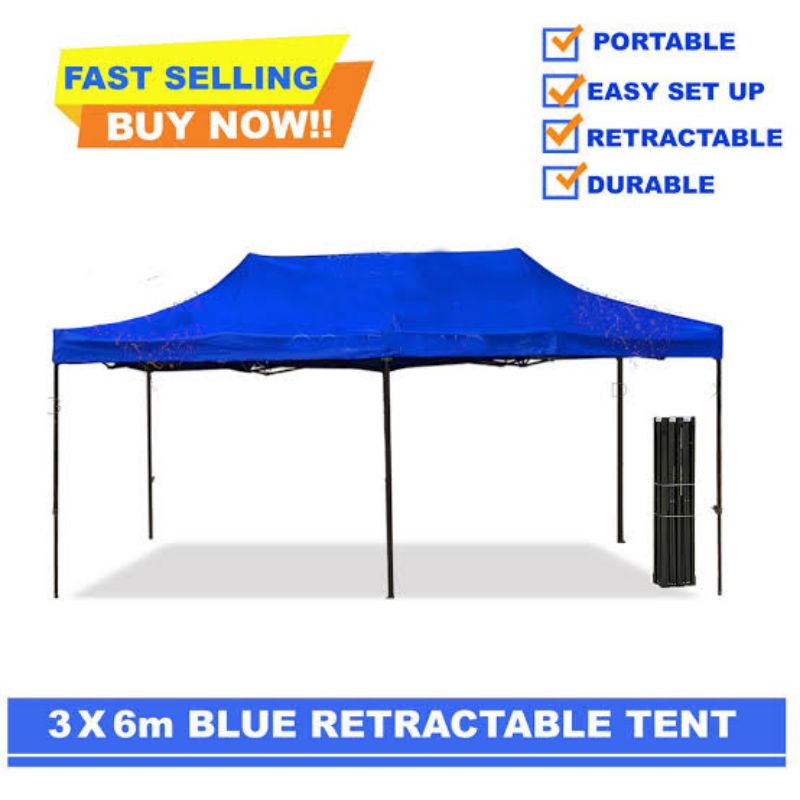 tenda lipat UK 3x6 besi hitam petak