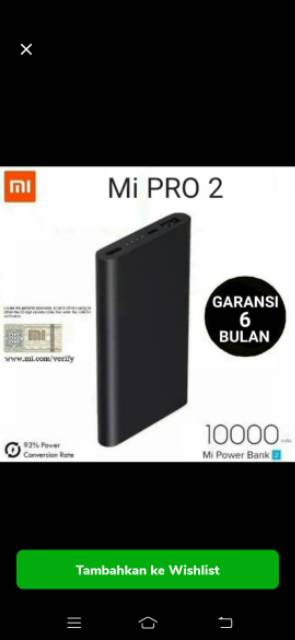 Pawer Bank Xiomi Mi pro 2i 10000msh 1USB