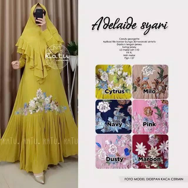 ADELAIDE SYARI GAMIS BRUKAT CERUTY PLISKET KLOK 3 METER MEWAH PESTA