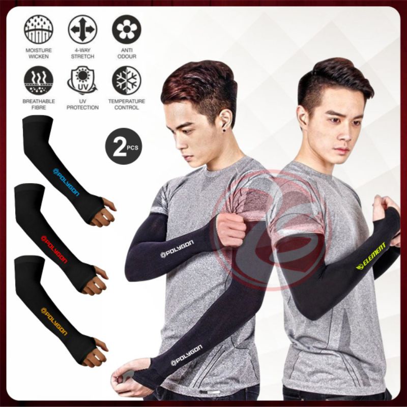 Deker tangan lubang jempol handsock sepeda thumbhole armsleve manset tangan pria wanita hijab paket