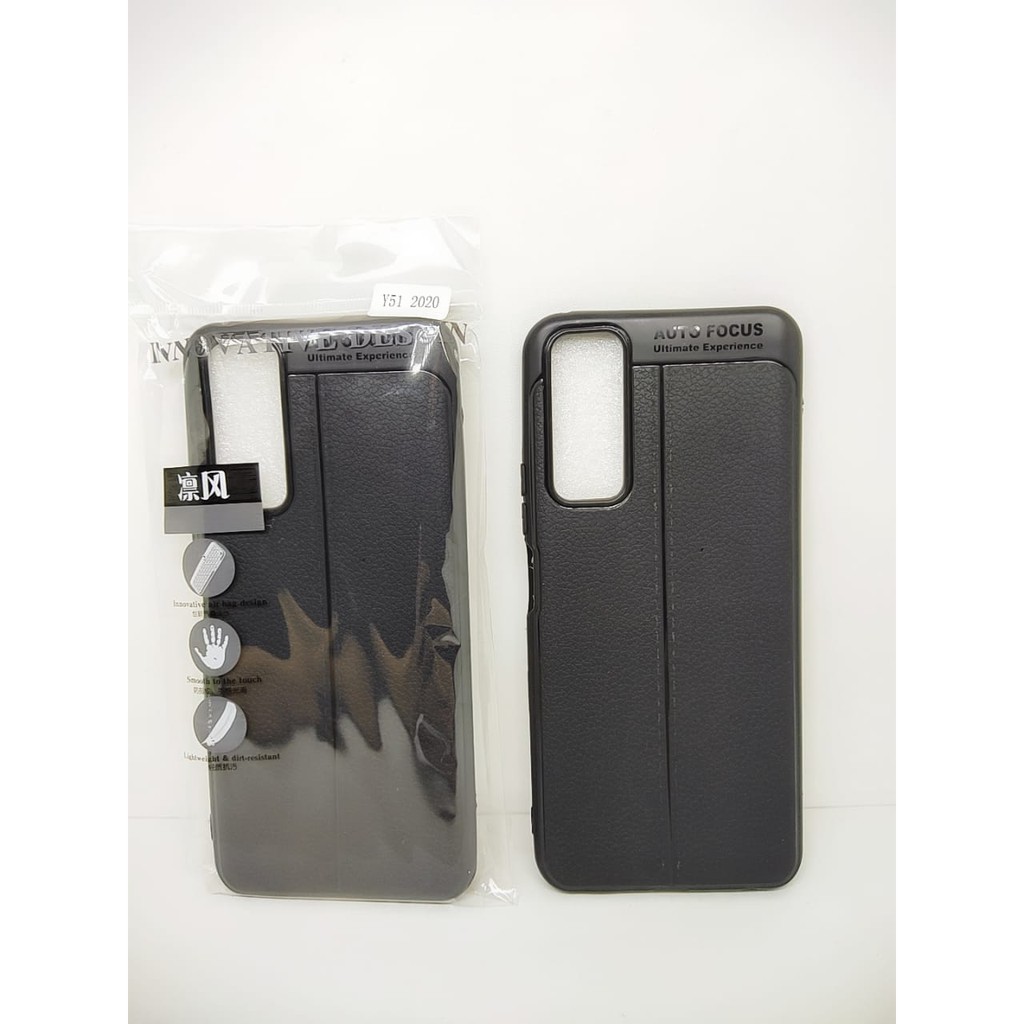 AutoFokus Vivo Y51 2020 6.58 inchi Leather Soft Case AUTOFOCUS Motif Kulit Jeruk