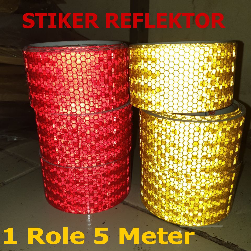 Paket HEMAT Stiker Reflektor Kir Mobil Truk Merah Kuning 5M