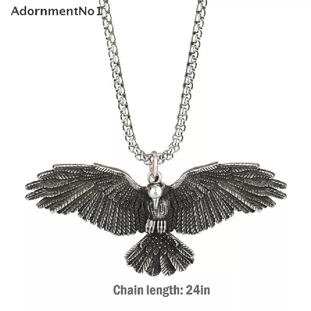 (AdornmentNo1) Kalung Rantai Dengan Liontin Burung Gagak Raven Eagle Untuk Pria / Wanita