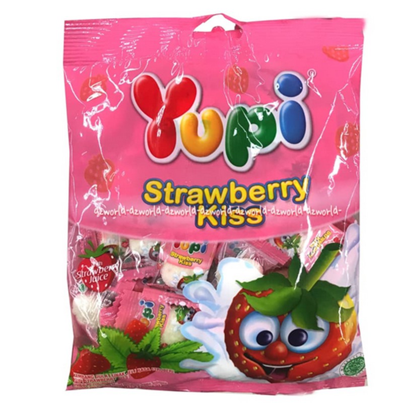 Yupi Strawberri Kiss 110gr Kembang Gula Lunak Jelly Permen Rasa Strawberi Yuppi Jeli Candy