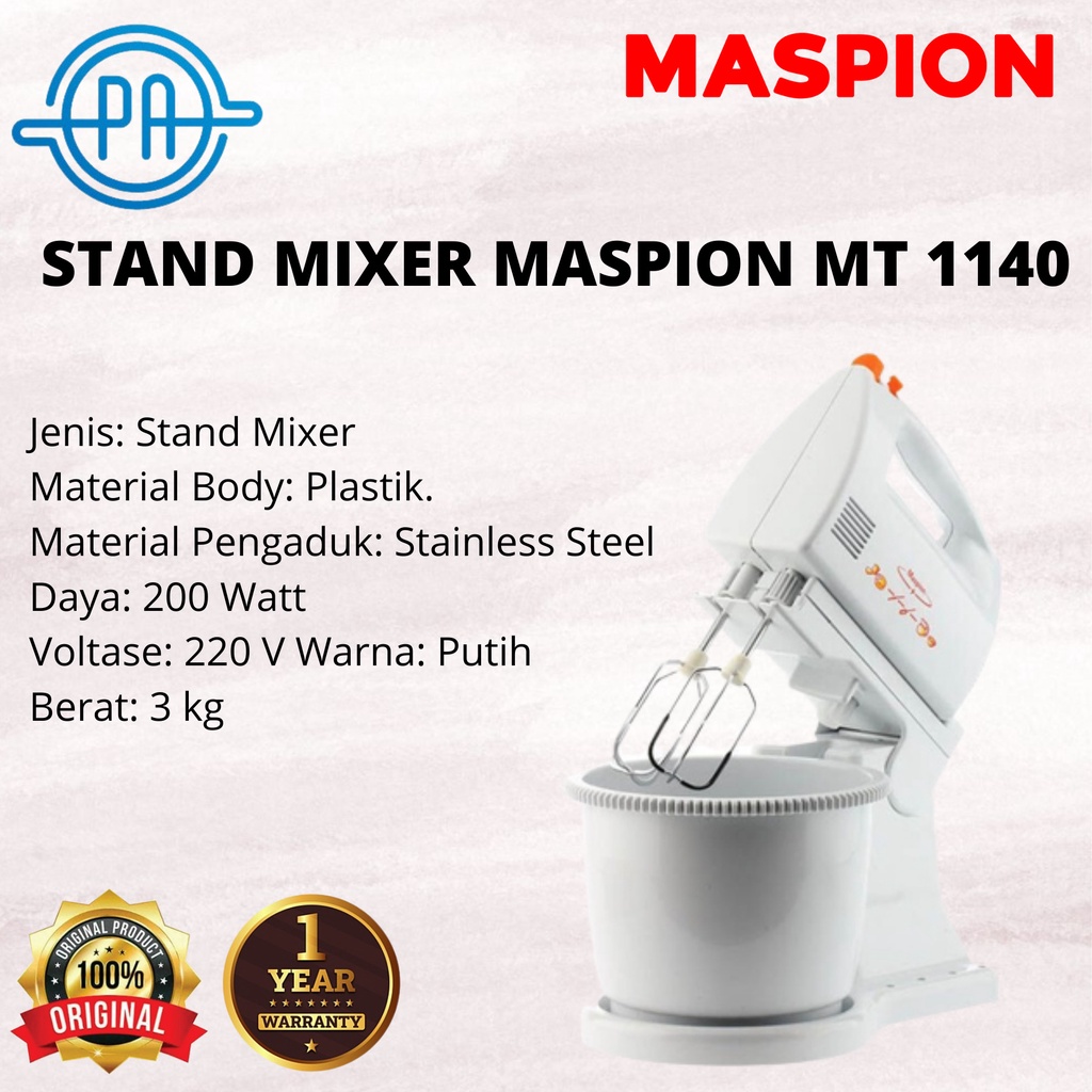 STAND MIXER MASPION MT 1140 MT1140 MURAH PENGADUK