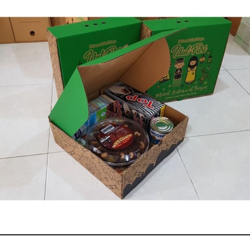 Paket 6 Pcs Kardus Parcel Lebaran/Box Hampers Lebaran/Box Kue Lebaran/Box Paket Sembako Lebaran