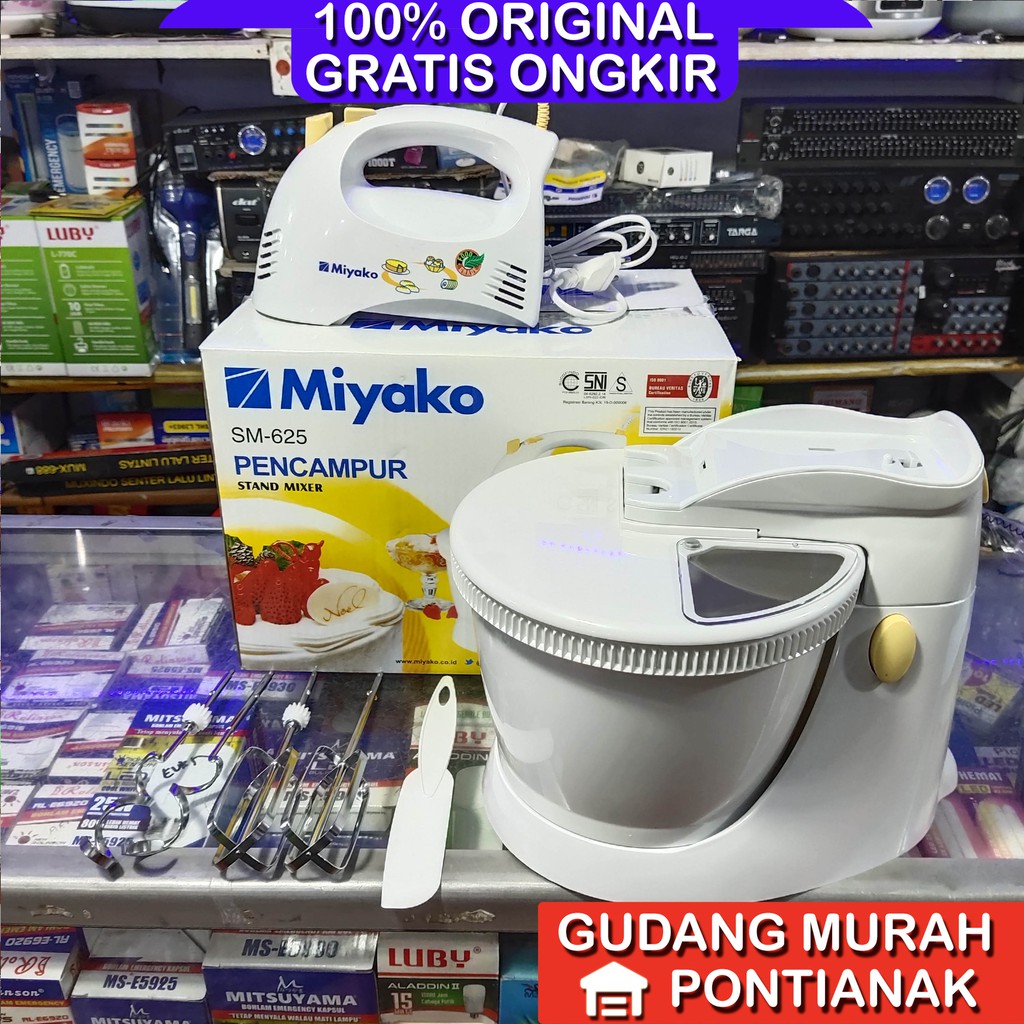 Mixer Mangkok Miyako SM 625 Stand mikser meser 5 kecepatan pencampur pengaduk adonan kue