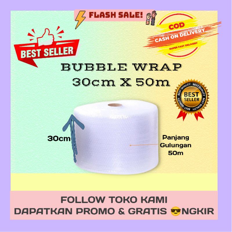 

Bubble Wrap Bening 30cm X 50m Tebal Premium Kirim Kilat Surabaya Termurah