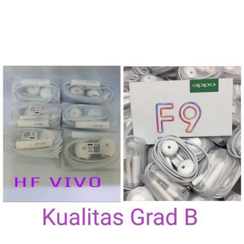 Hf Handsfree Headset Original Copotan Grade B VIVO &amp; OPPO Kwalitas