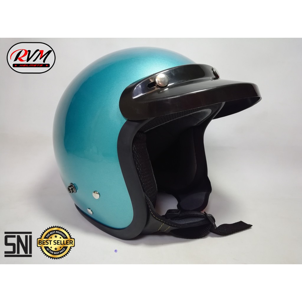 HELM BOGO CLASSIC POLOS BIRU MUDA DEWASA TANPA KACA