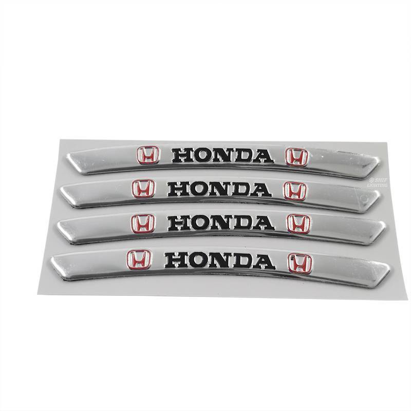 4pcs Stiker Emblem / Badge Logo Honda Bahan Aluminum Untuk Dekorasi Ban Mobil