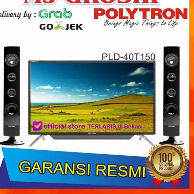 Promo TV POLYTRON LED 40" Inch 40T8950 39" 2 Tower Speaker BubbleWrap Pelindung Laris Murah Garansi