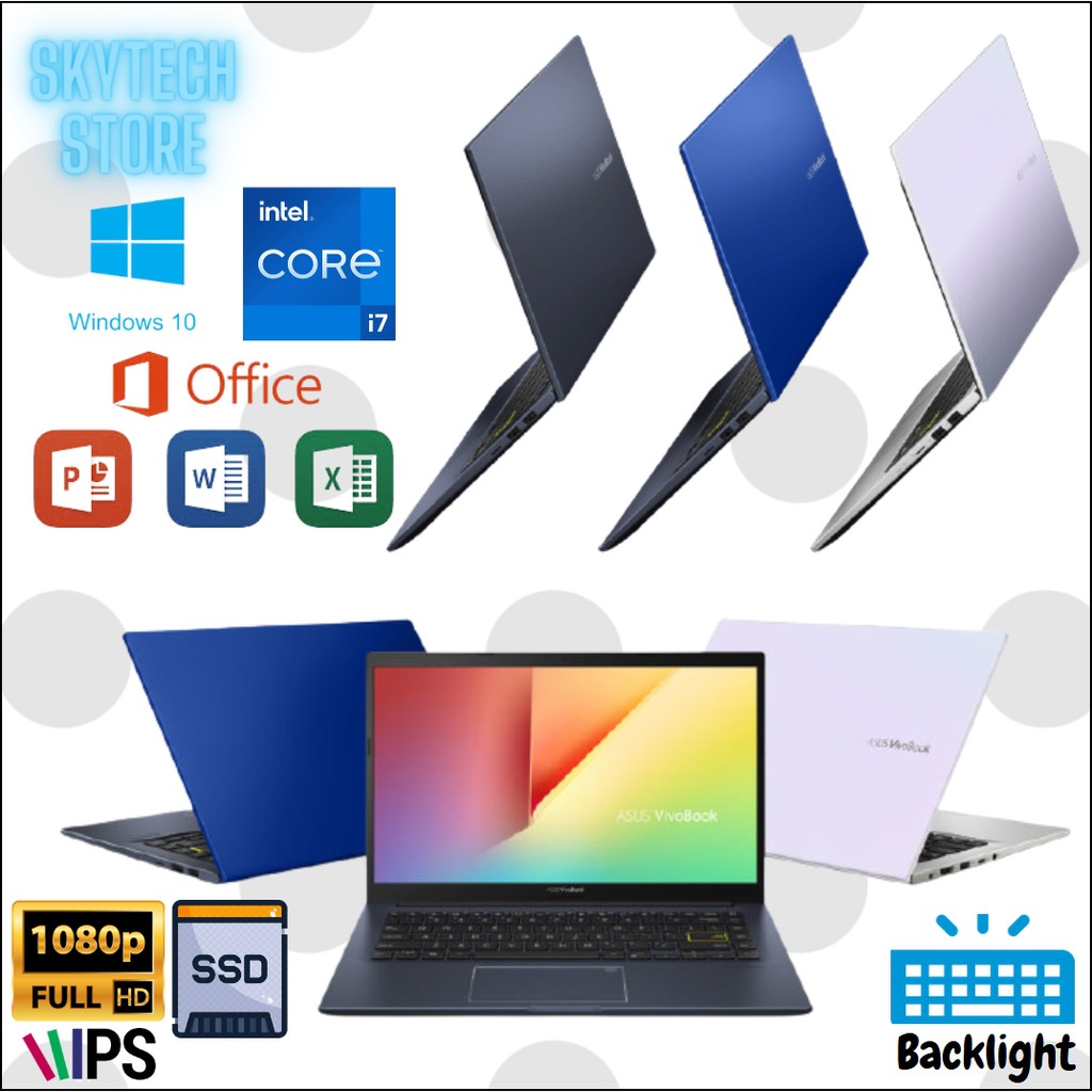 ASU VIVOBOOK A413EP INTEL CORE i7 1165G7 RAM8GB SSD512GB 14FHD IPS NVIDIA MX330 WIN10 &amp; OHS 2019