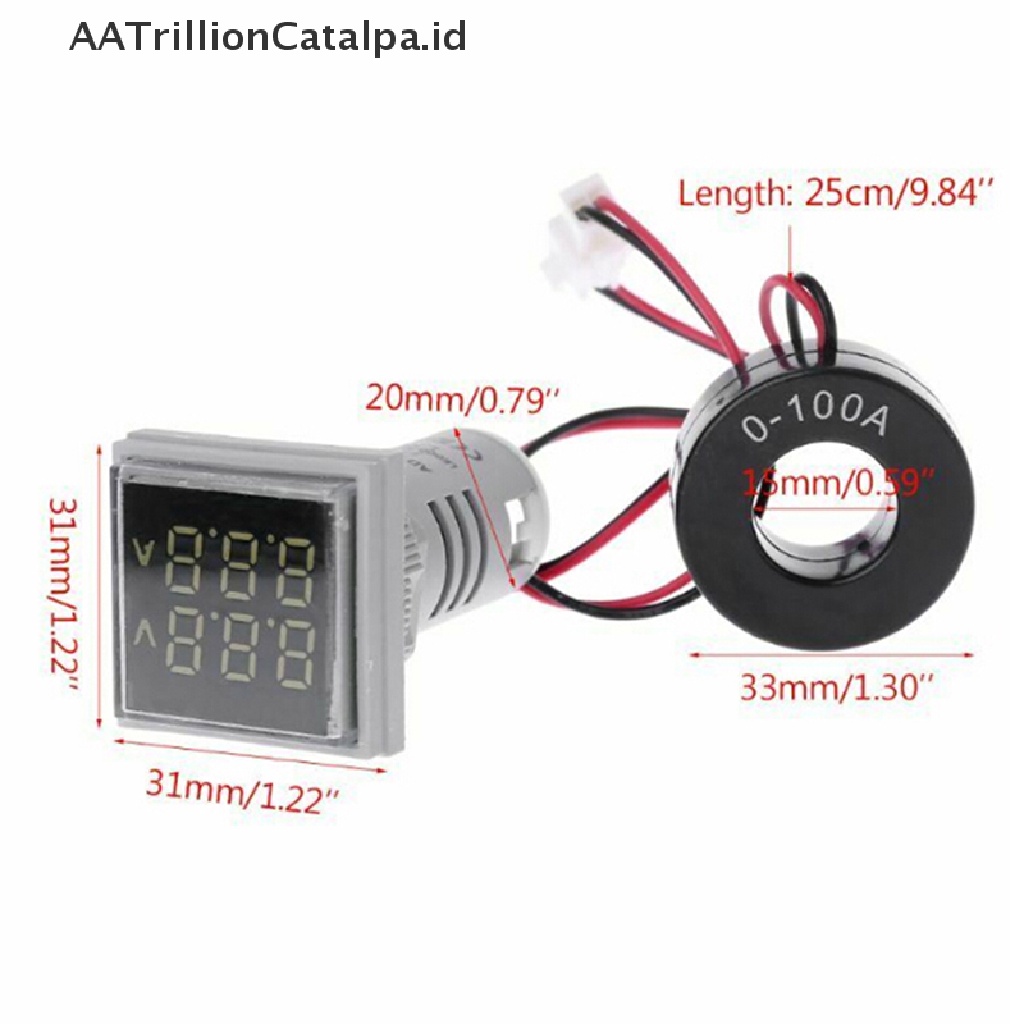 (AATrillionCatalpa) Voltmeter / Ammeter Digital LED Dual Display AC 60-500V 0-100A