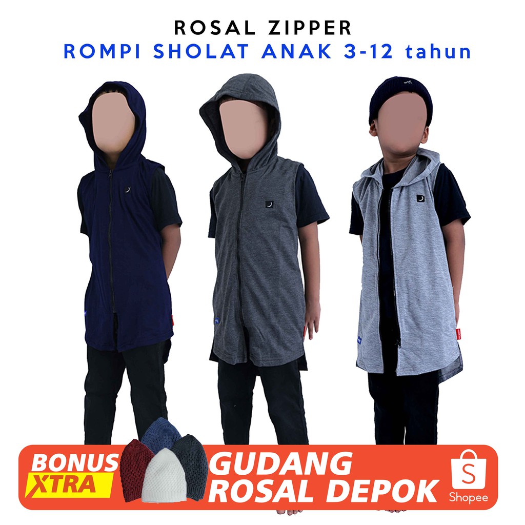 ROKIDZ ZIPPER Rompi Sholat Anak Rompi Shalat Baju Anak Kemeja Anak Koko Anak Gamis Anak