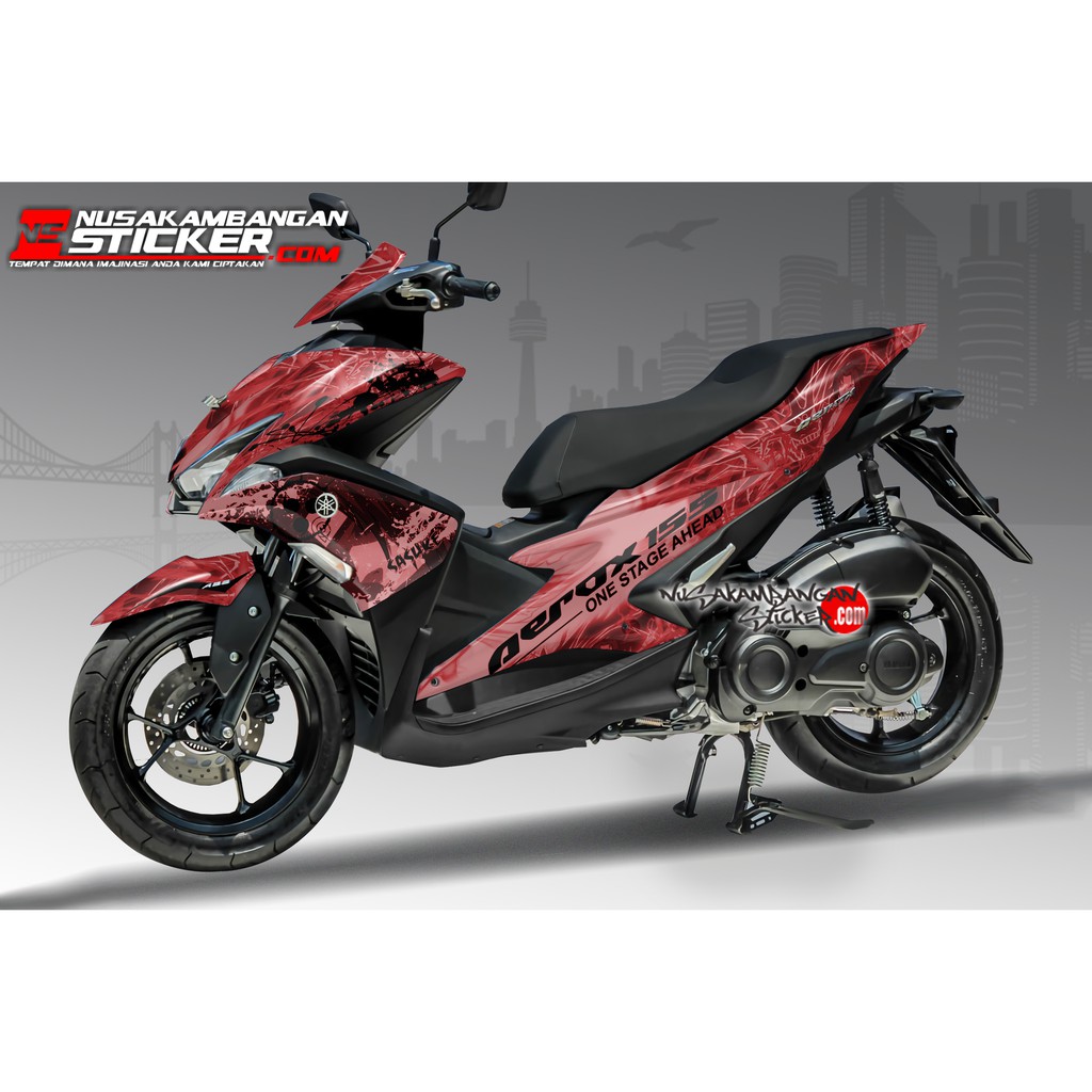 Decal Stiker Motor Yamaha Aerox Full Body Saringgan Merah Racing Team Sticker Custom Variasi Motif K
