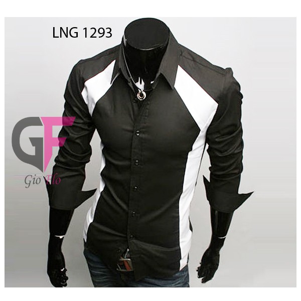 GIOFLO Kemeja Casual Korea Black / LNG 1293