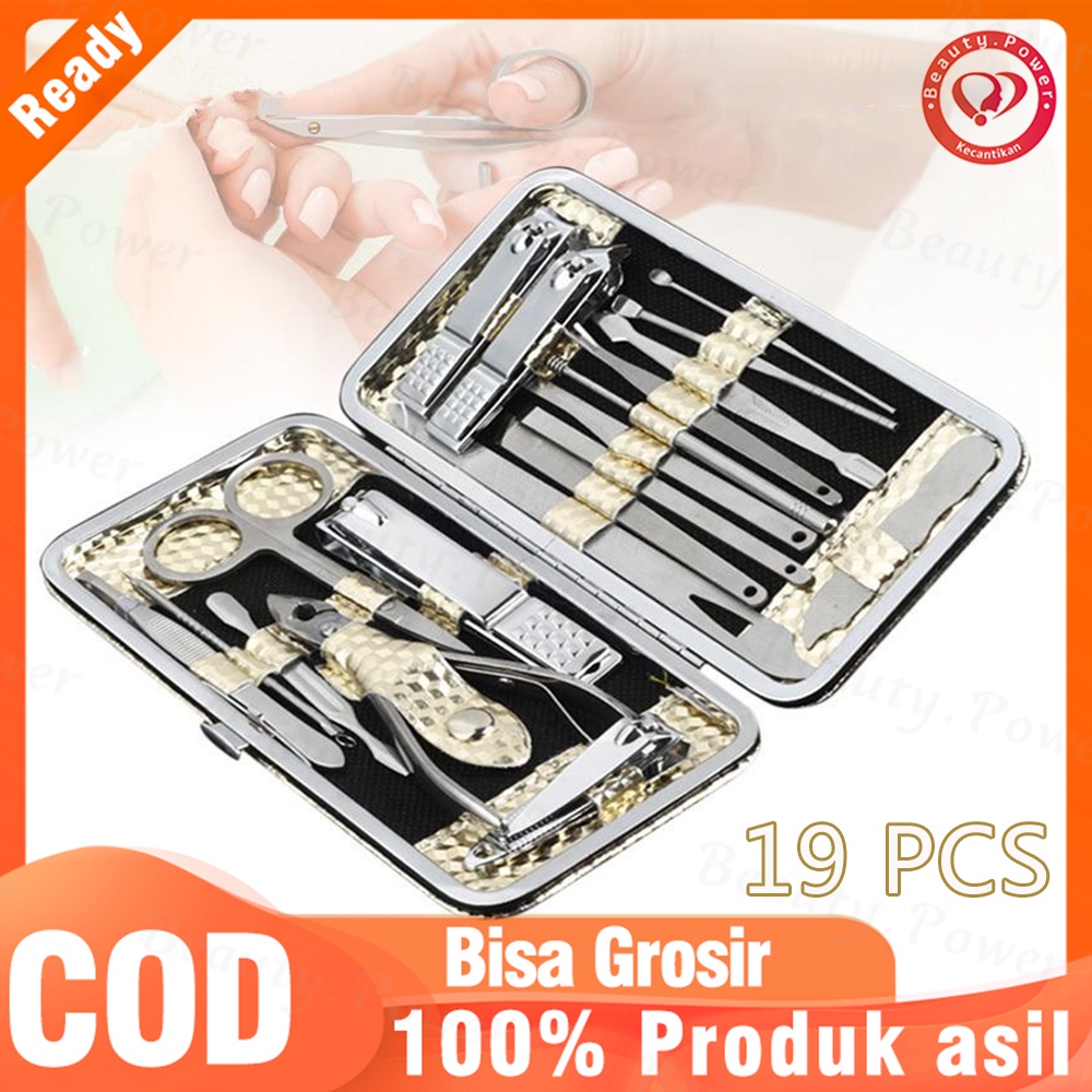 19 Pcs/Set Pedicure Manicure Kit Kuku Clippers Cleaner Kutikula Alat Perawatan