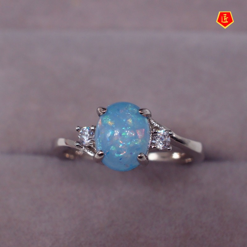 [Ready Stock]Fashion Opal Ring Female Simple Personality